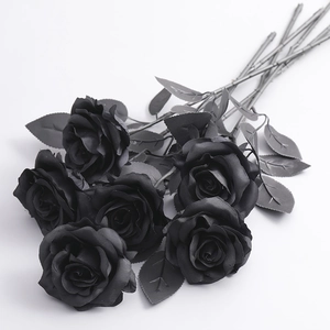 Gothic single black artificial rose bouquet for Halloween and dark aesthetic decor