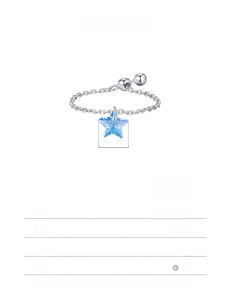 Size chart for S925 sterling silver star ring showing width and detailed dimensions