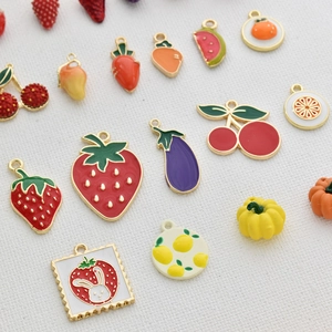 Assorted pastoral style vegetable and fruit enamel alloy pendants for DIY jewelry making