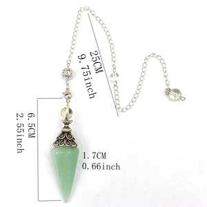 Natural crystal cone pendulum with silver chain and vintage metal cap 25cm chain length