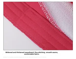 Close-up of the widened sweatband and breathable mesh lining of the pink baseball cap