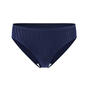 Women's pure cotton ribbed panties in navy blue with a breathable mid-waist design