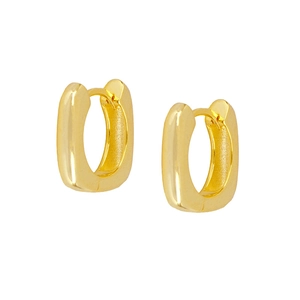 Orecchini a cerchio ovali a forma di U in argento S925 placcato oro con finitura lucida