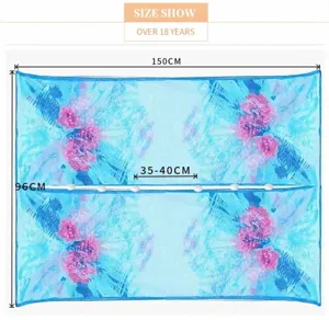 Detailed dimension diagram for the floral chiffon beach shawl showing 150cm length