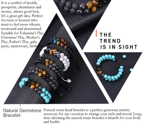 Detail of bohemian double-layer tiger eye and turquoise beaded adjustable bracelet