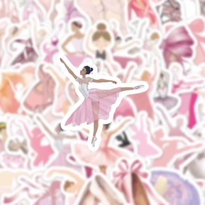 60 pieces of pink ballet girl aesthetic stickers for decorating laptops and guitars