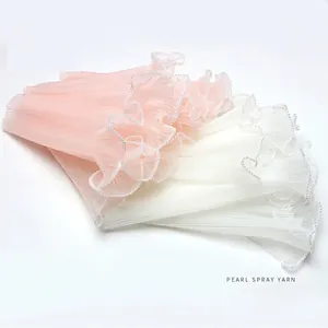 Artificial Pearl Wave Pleated Mesh Yarn Flower Wrapping Supplies Korean Style DIY Bouquet Gauze Material Decorative Craft Fabric