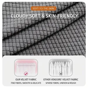 Elastic gray waffle textured chair cover showing soft fabric density and fiber details