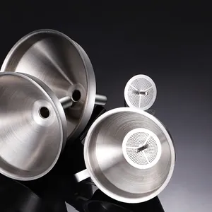 3-piece 304 stainless steel funnel set with two removable food-grade filters