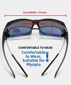 Internal dimensions of fit-over sports sunglasses showing 141mm width and 41mm height