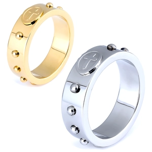 Men Cross Rosary Ring Stainless Steel Religious Prayer Band Jewelry Polished Gothic Fashion Finger Band