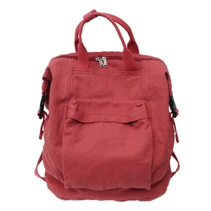 Retro red canvas backpack for women featuring large capacity and a vintage washed design