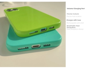 Detail view of precise bottom cutouts for charging port on silicone iPhone case
