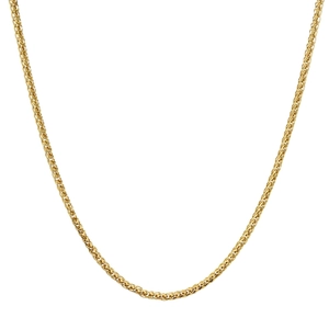 Minimalist golden stainless steel woven chain necklace with polished metallic texture