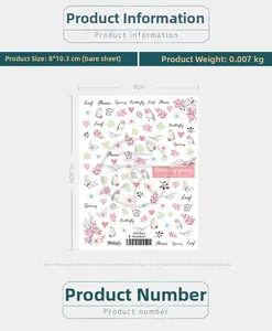 Spécifications de taille et de poids pour les stickers ongles 5D fleurs de printemps