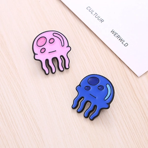 Cute jellyfish enamel pins in pink and blue colors for backpacks and shirts