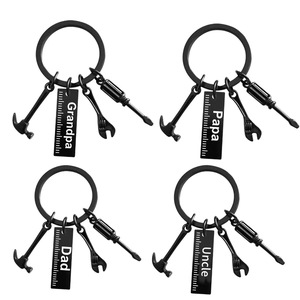 Stainless Steel Alloy Keychain Mini Tools Hammer Wrench Screwdriver Ruler Father Day Gift Grandpa Papa Dad Uncle
