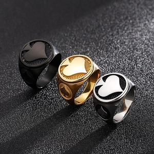 Herren Siegelring Titanstahl Pik Herz Pik Geprägt Retro Punk Hip Hop Rock Mode Schmuck