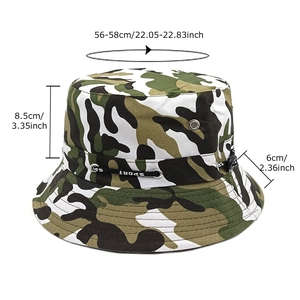 Outdoor camouflage bucket hat with sport drawstring and breathable wide brim for sun protection