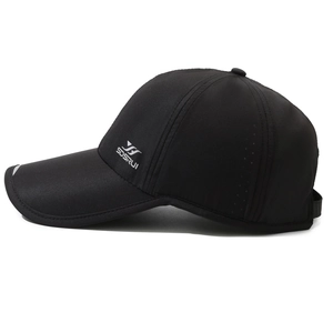 Lightweight breathable black baseball cap with quick-dry fabric and mesh cooling vents