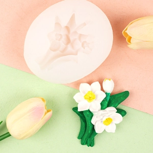 3D daffodil flower silicone mold for handmade aromatherapy gypsum and candle making