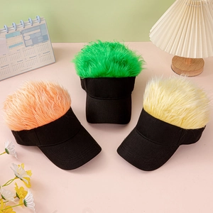 Novelty Wig Visor Hat Cotton Adjustable Spiked Hair Cap Funny Hip Hop Sun Shade Headwear For Party Outdoor