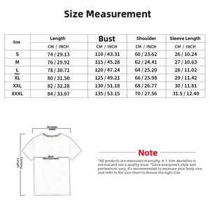 Detailed size chart for men sportswear set including length, chest, and shoulder width