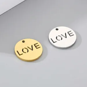 Round Hollow Love Pendant Charms Stainless Steel Circular Cutout For DIY Jewelry Making Necklaces Bracelets Accessories