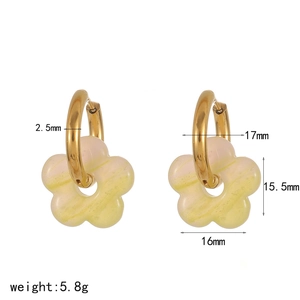 Detailed size chart for stainless steel hoop earrings with colorful glass flower charms