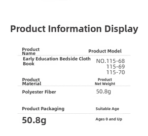 Detailed technical specifications for infant crib bumper cloth book with polyester fiber