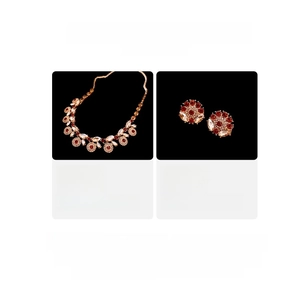 Detailed size and material specs for vintage crystal flower necklace and earring set