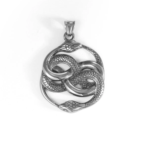 Double Snake Ouroboros Pendant Necklace Stainless Steel Vintage Retro Punk Gothic Style Waterproof Hypoallergenic For Men