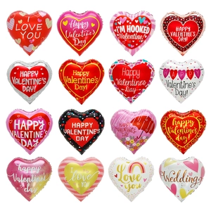 18-inch heart-shaped foil balloons in assorted colors with Valentine's Day and wedding patterns