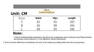 Size chart table showing waist and length measurements for wide leg pleated pants