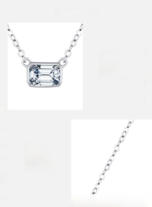Detailed view of S925 sterling silver necklace featuring emerald cut 5A zircon stone