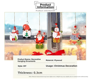 Detailansicht der 0,3 cm dicken Sperrholz-Weihnachtsanhänger mit handgemalten Festtagsfiguren