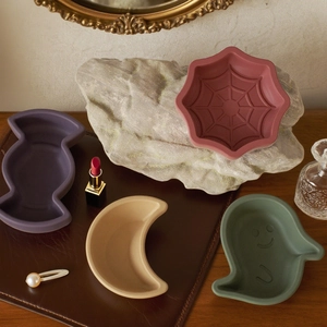 Halloween silicone trays for jewelry with ghost, moon, candy, and spider web shapes