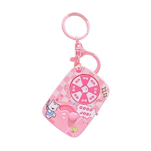 Pink cartoon fidget spinner keychain with rotating sports activity decision wheel
