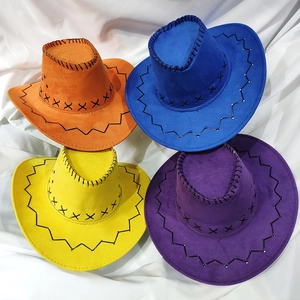 Sombreros de vaquero occidentales de ala ancha en cuatro colores con costuras decorativas