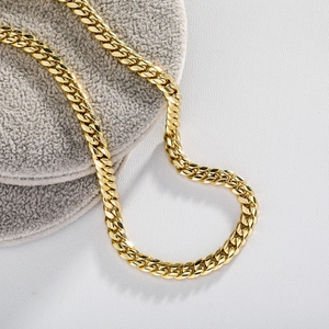 6mm gold stainless steel Cuban link chain necklace with lobster clasp for men and women