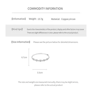Size chart showing dimensions of luxury flower zircon bracelet with silver finish