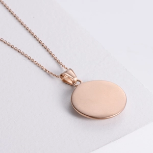 Classic rose gold stainless steel necklace with geometric dove of peace round pendant