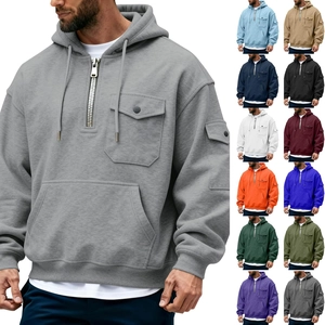 Hombre Táctico Sudadera con Capucha Forrada Casual Deportivo Multibolsillos Cremallera Manga Larga