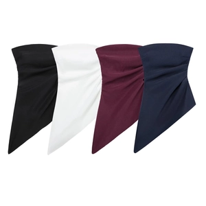 Asymmetrical ruched tube tops in black, white, burgundy, and navy blue colors