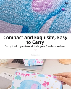 Detail of waterproof PU leather cosmetic bag surface showing water droplets and elephant print
