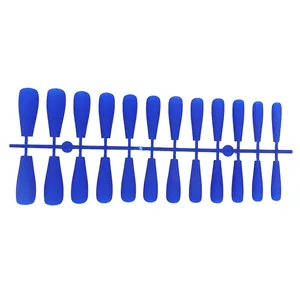 Matte blue extra-long ballet style fake nails set with 24 pieces on display rack