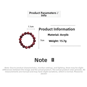 Detail view of red marble acrylic beaded bracelet showing 1.1cm bead size and 7cm width
