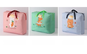 Three colorful oxford storage bags with cute animal prints for kids clothing and bedding