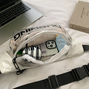 Sac bandoulière transparent en PVC blanc avec bandoulière réglable et accessoires