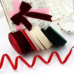 Colorful velvet ribbons with gold edges for DIY bows and elegant gift packaging decor
